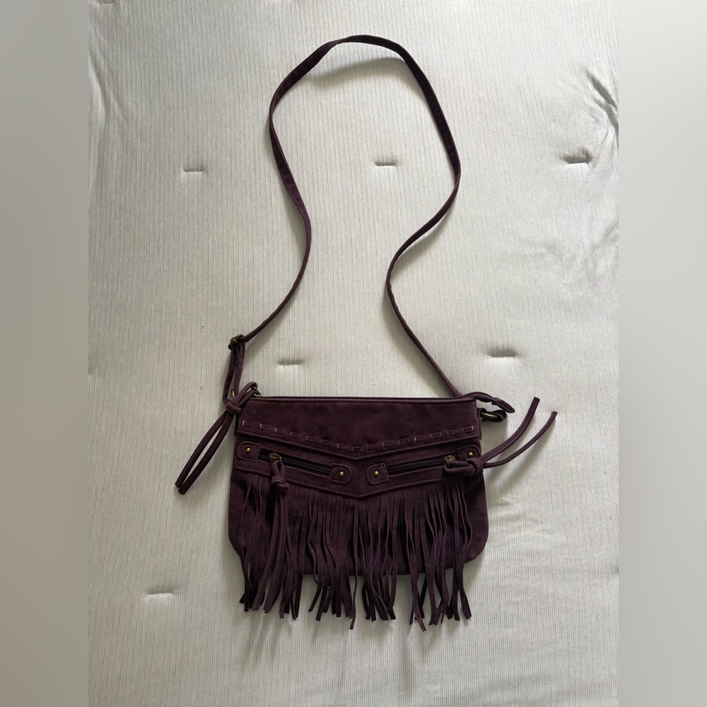 Mossimo Supply Co. Dark Purple Fringe Crossbody Bag